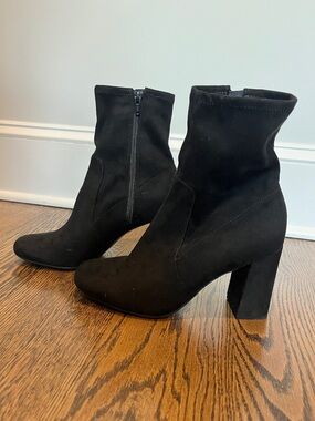 Naturalizer Black Suede Block Heel Ankle Boots